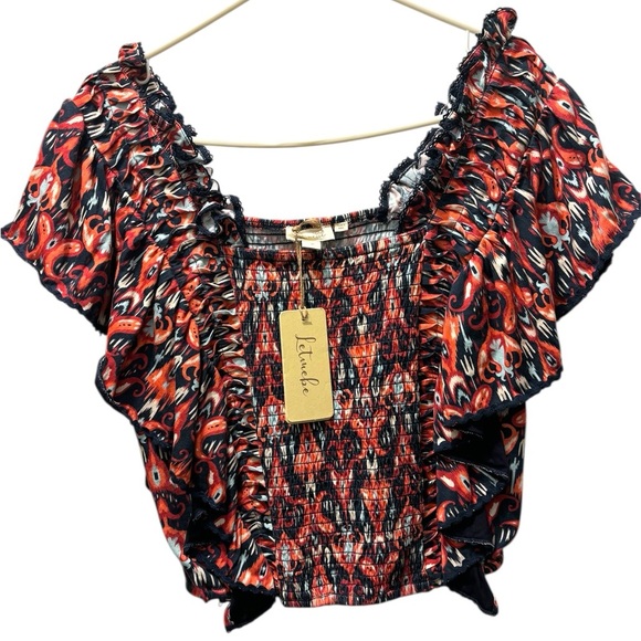 Anthropologie Red and Black Textured Top - Picture 10 of 11